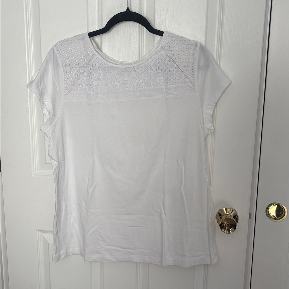 NWOT Croft & Barrow White Tshirt with Lace Yoke